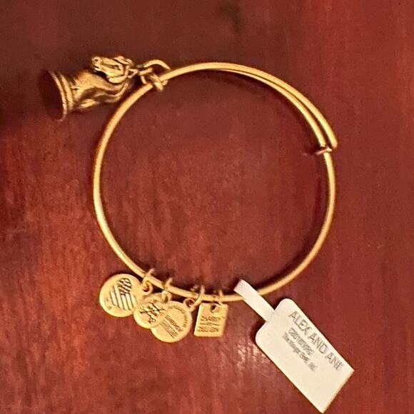 Alex & Ani The KNIGHT Chess Game Piece adjustable bracelet NWT Gold tone - Picture 2 of 9